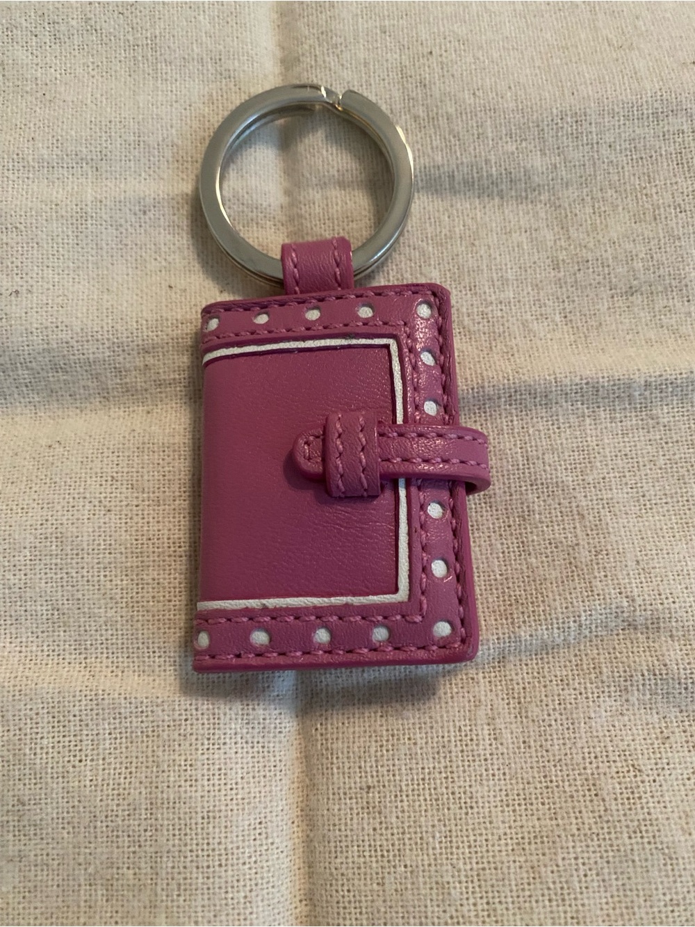 Coach Pink Leather Mini Photo Holder Keychain Bag Charm